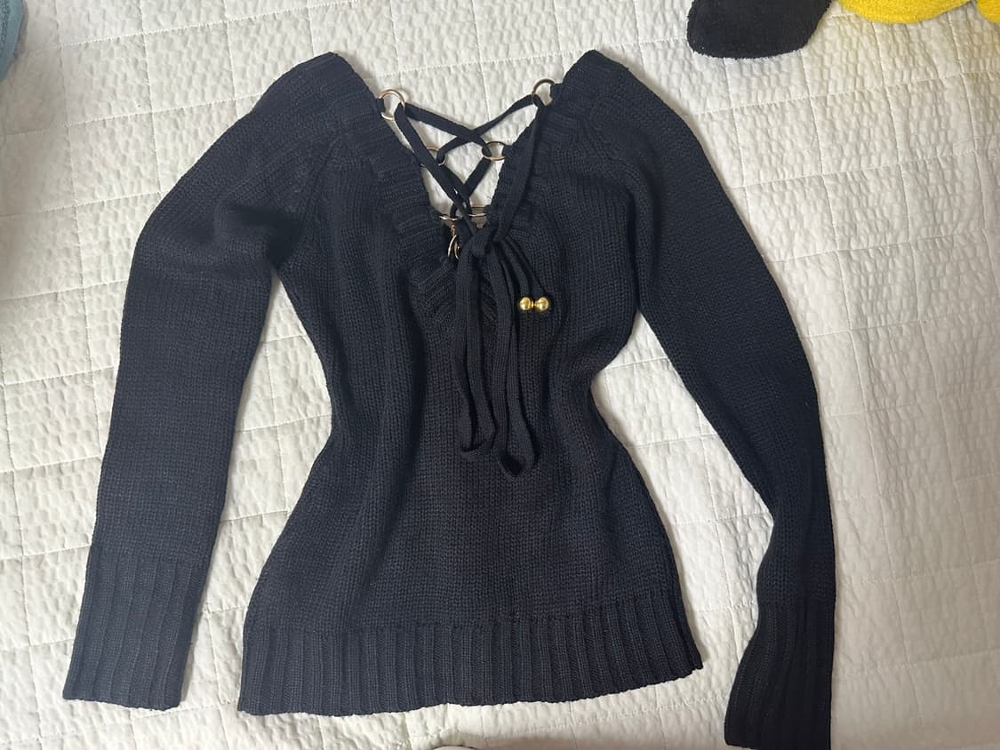 다이아 d.i.a 갸루 오네갸루 백리스 브이넥 니트 히메갸루 라떼갸루 상품이미지3