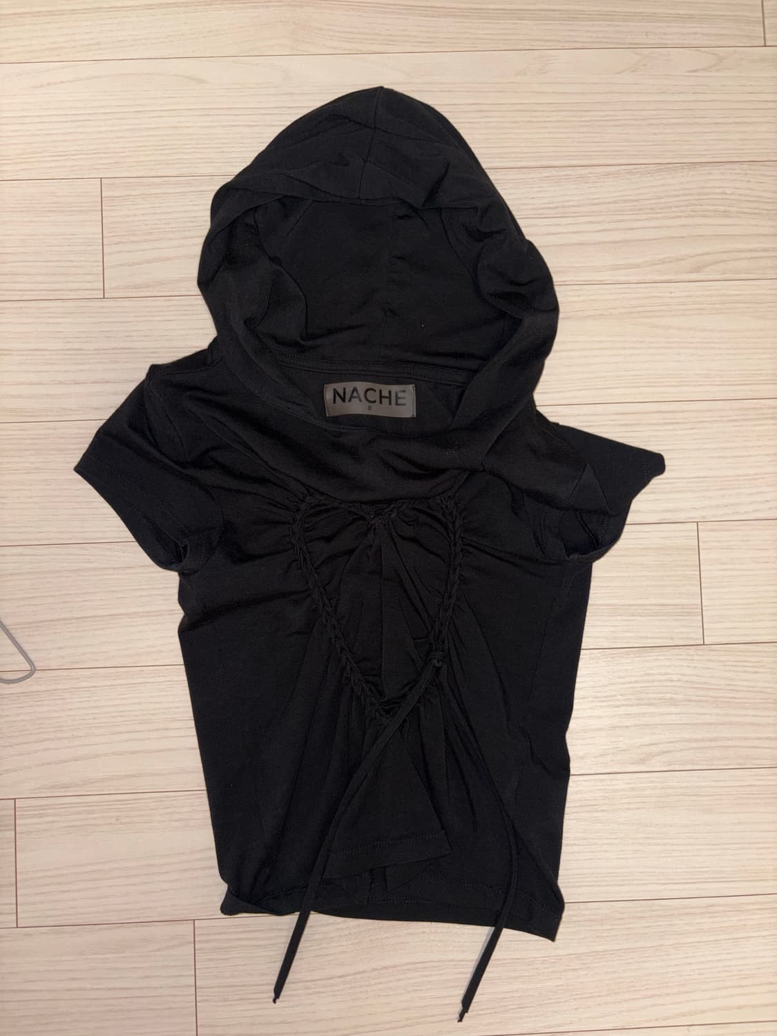 나체 하트 HEART BRAID HOODIE T-SHIRT BLACK 상품이미지4