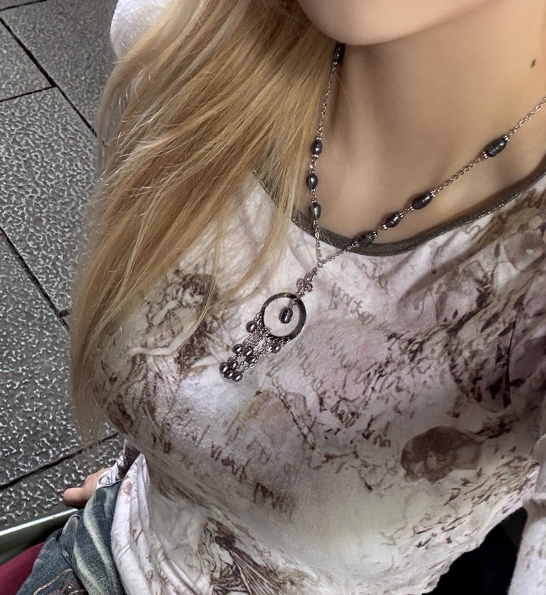 페어리 실버 드롭 담수 목걸이  상품이미지2