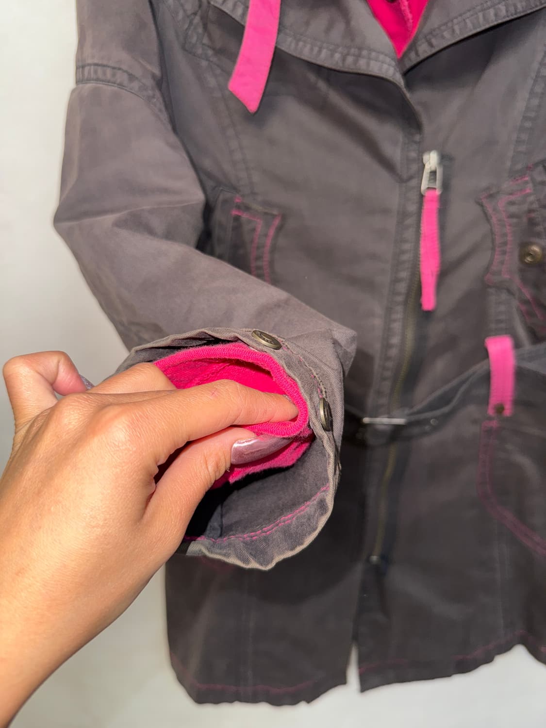 Buckaroo charcoal pink belted coat ops 상품이미지4