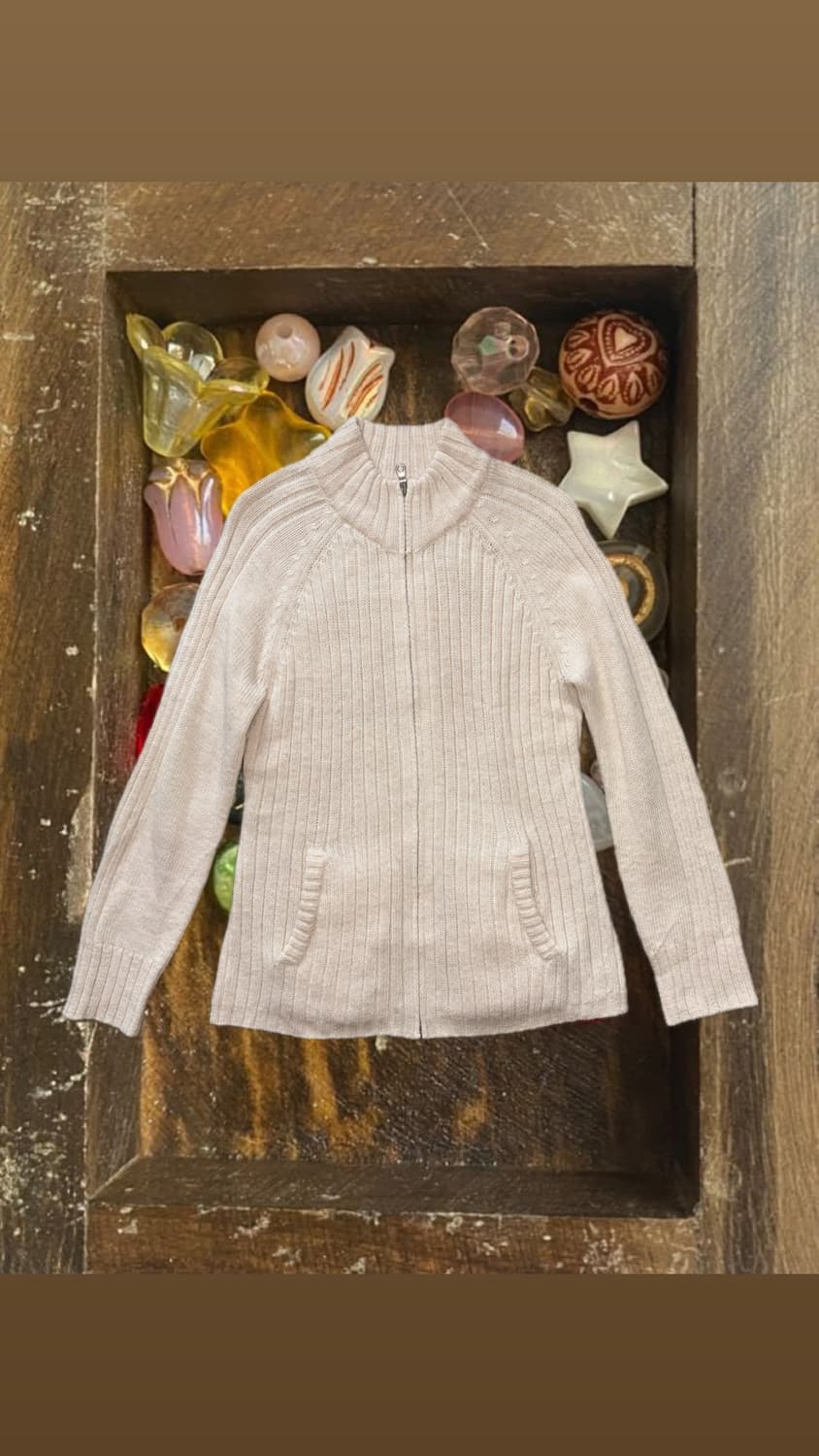 아이보리 니트 집업 상품이미지1