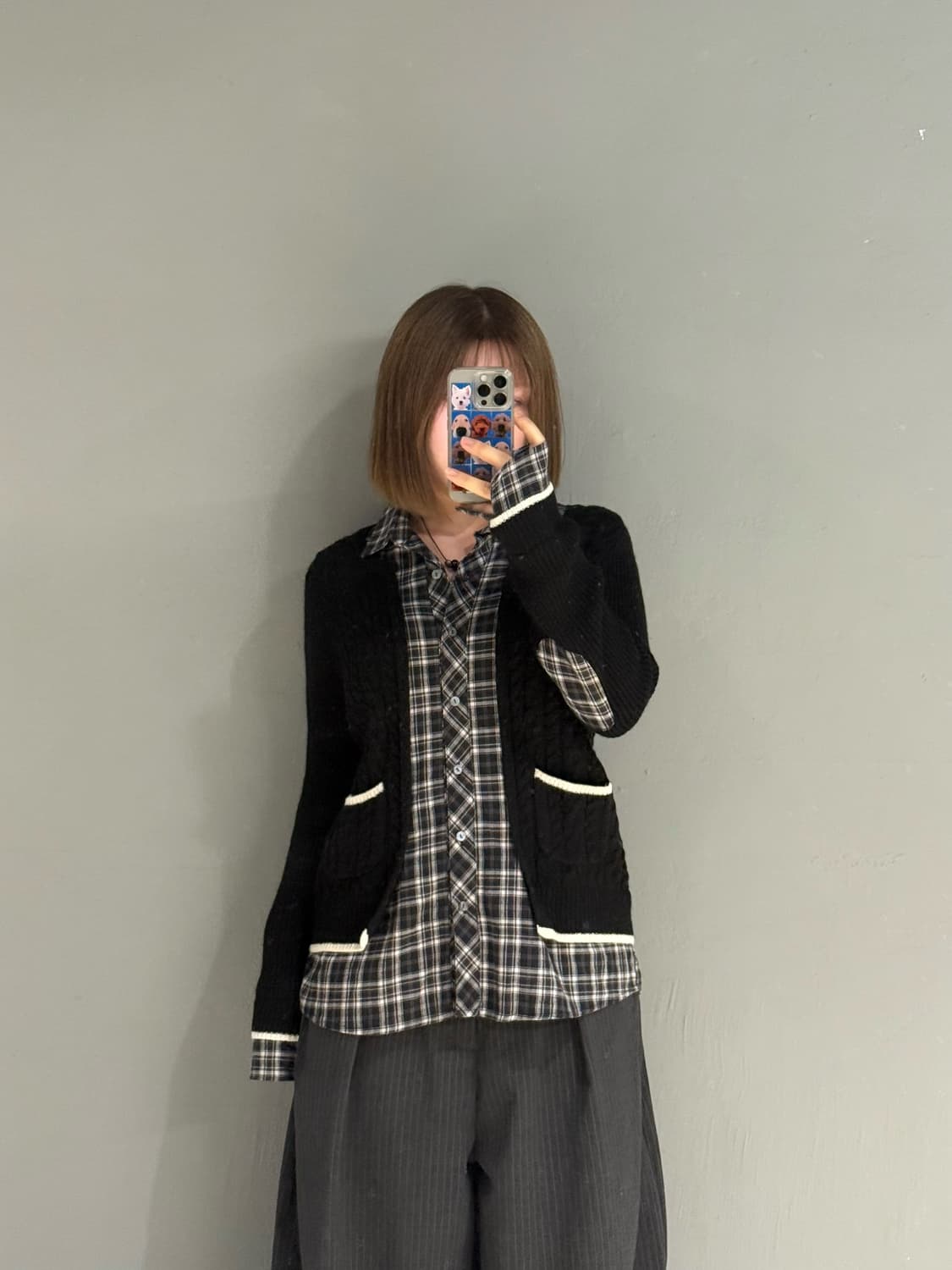 shirt layered elbow patch cardigan 상품이미지1