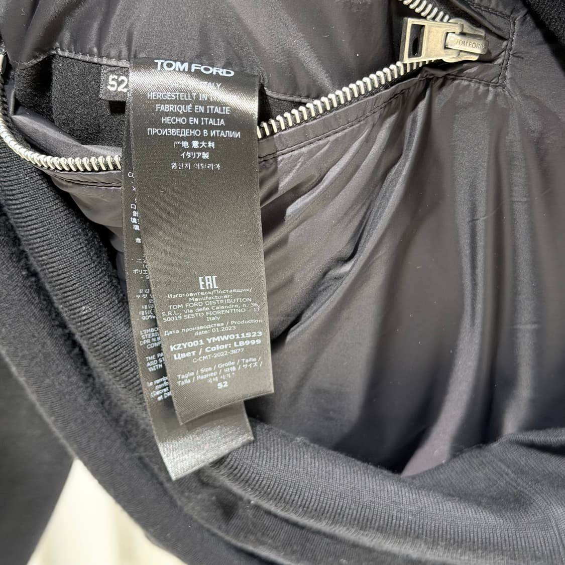 (A+/52) /  톰포드 나일론 다운 프론트 니트 패딩 블랙 상품이미지8