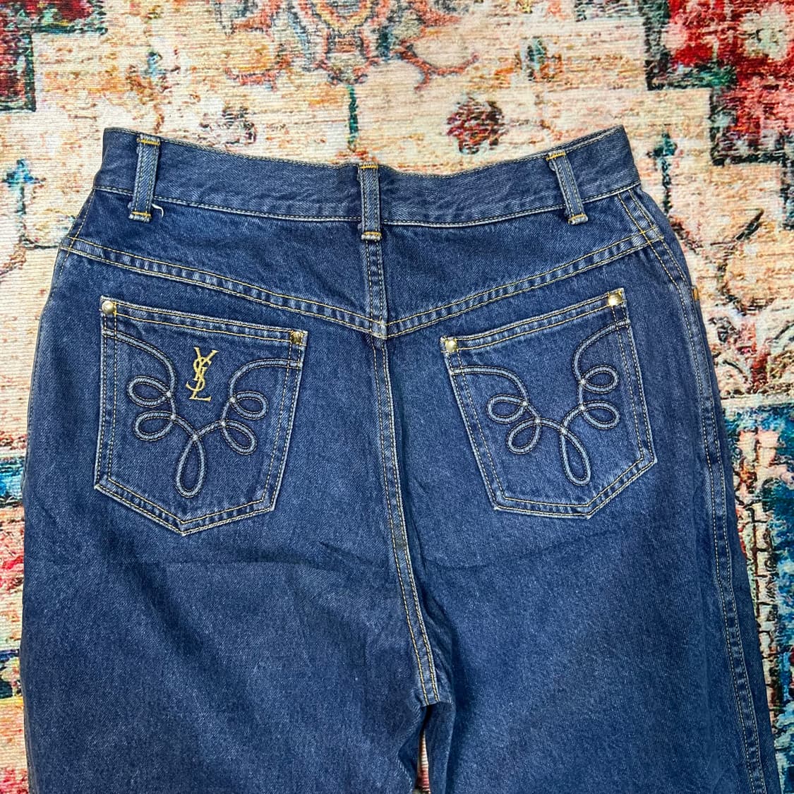 [28] 90s 입생로랑 자수 데님팬츠 상품이미지10