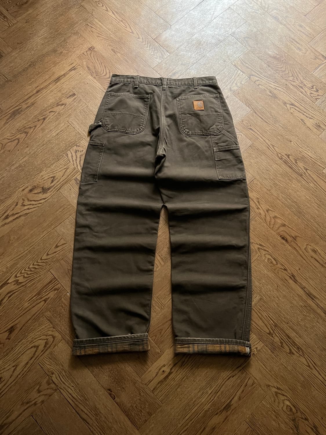 [34]칼하트 Made in USA 다크브라운 체크라이닝 카펜터 워크팬츠 상품이미지1