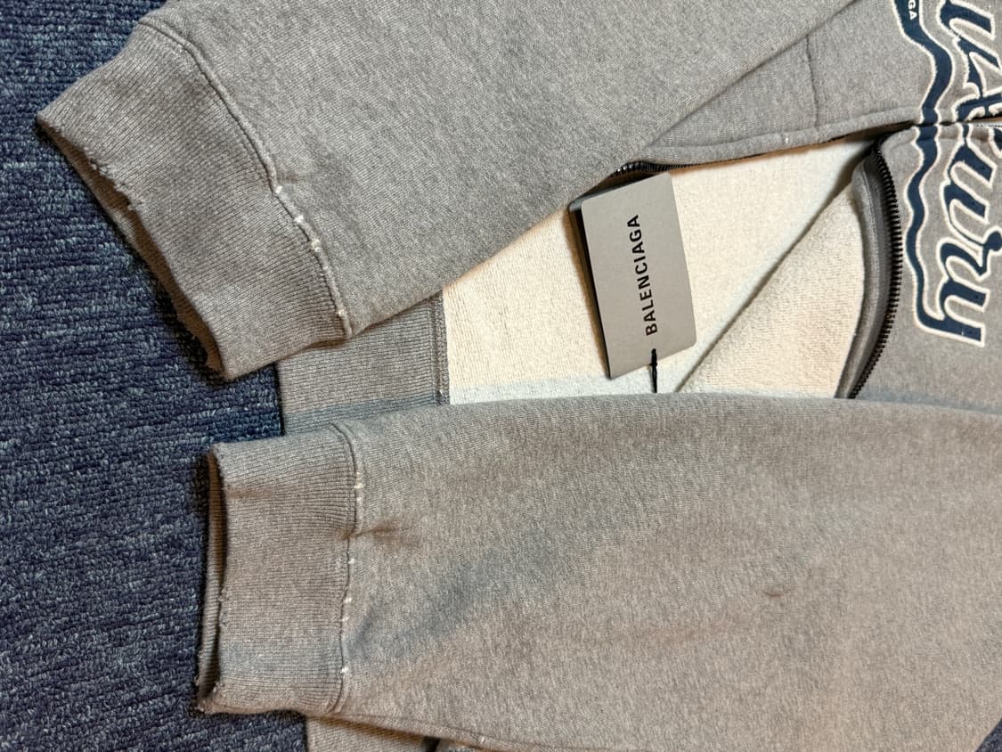 발렌시아가 럭셔리 스크립트  집업 후드 다크 헤더 그레이 L 새상품 상품이미지6