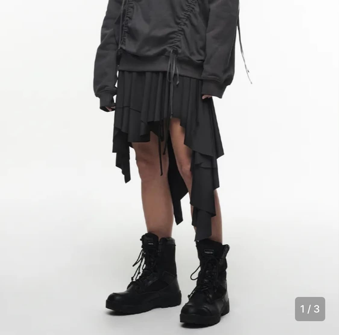 나체 FLOW LAYERED SKIRT CHARCOA 상품이미지1