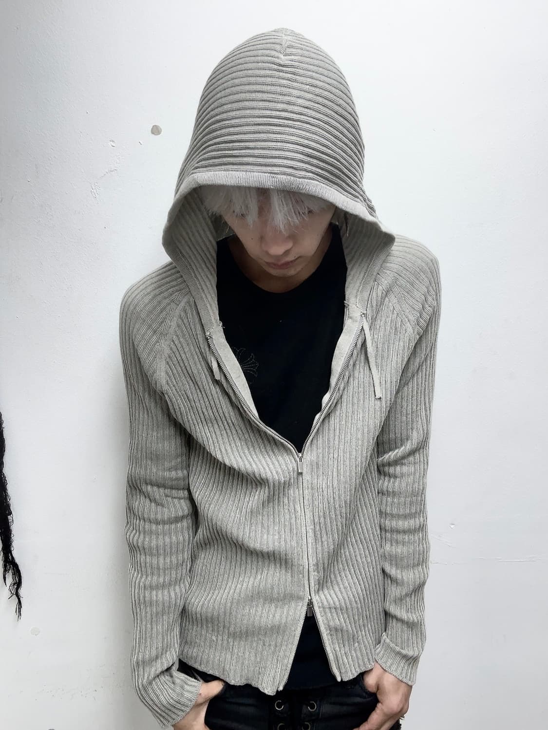 Loose-Fit Grey 2-way Hoodie zip up 상품이미지2