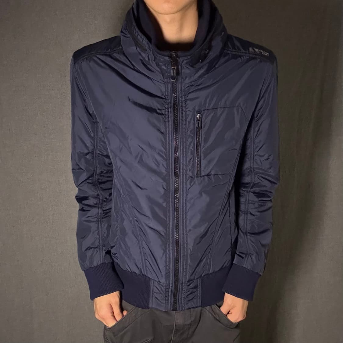 더블 집업 y2k 자켓 네이비 상품이미지2