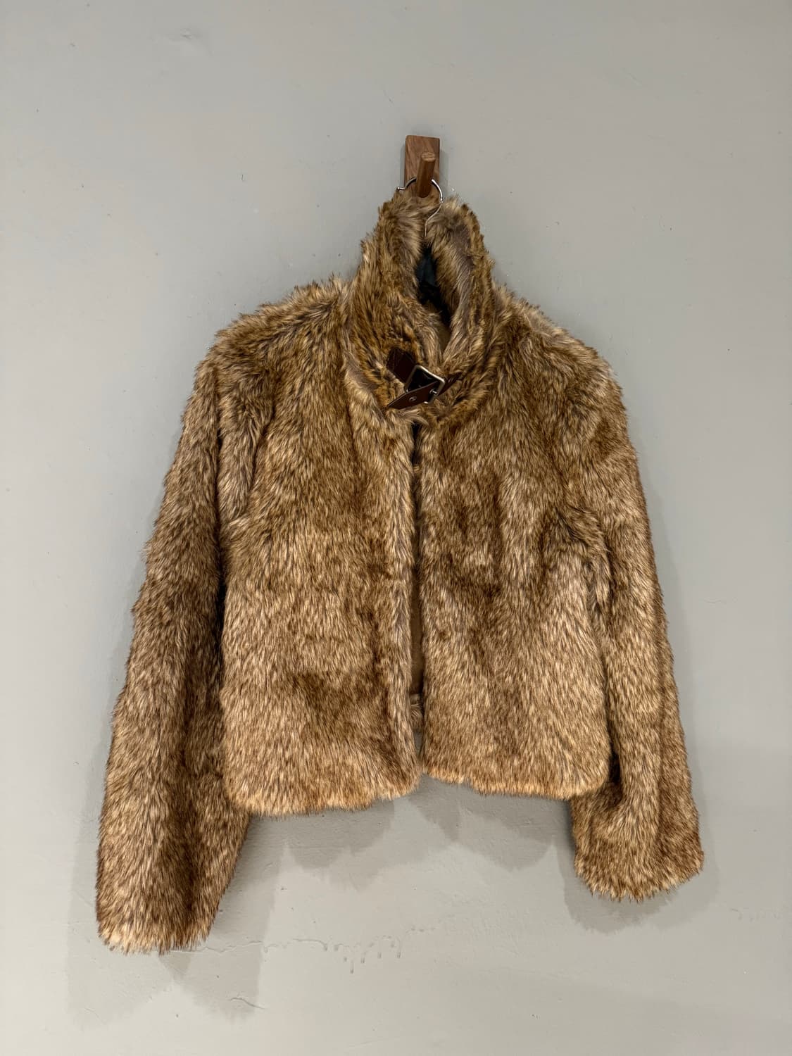 neck buckle point mix color fur jacket 상품이미지5