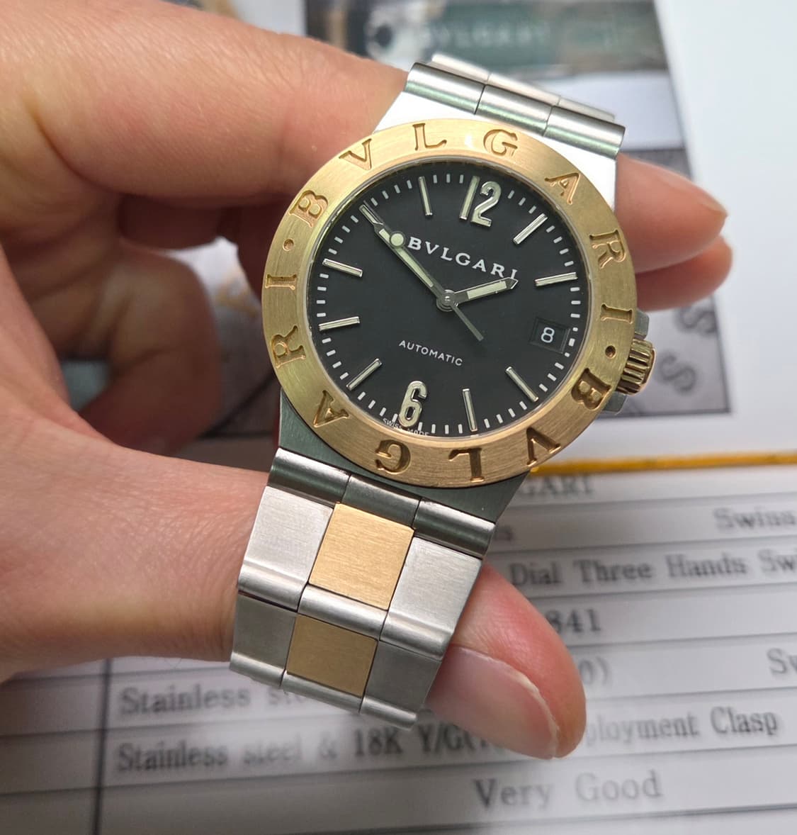 불가리 디아고노 18K콤비 LCV35SG 블랙판 오토매틱 브레이슬릿 ve 상품이미지4
