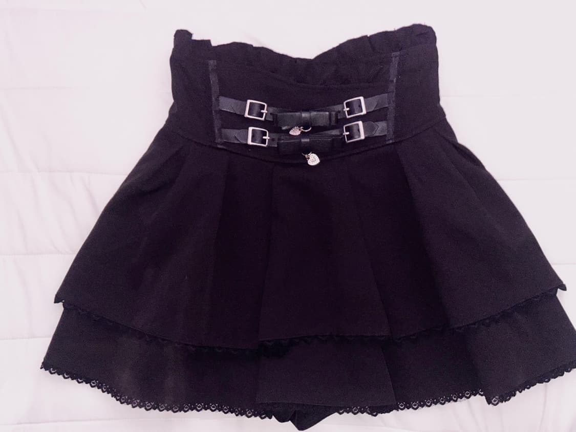 리즈리사 양산형 지뢰계 2연벨트 블랙 스커트 상품이미지2