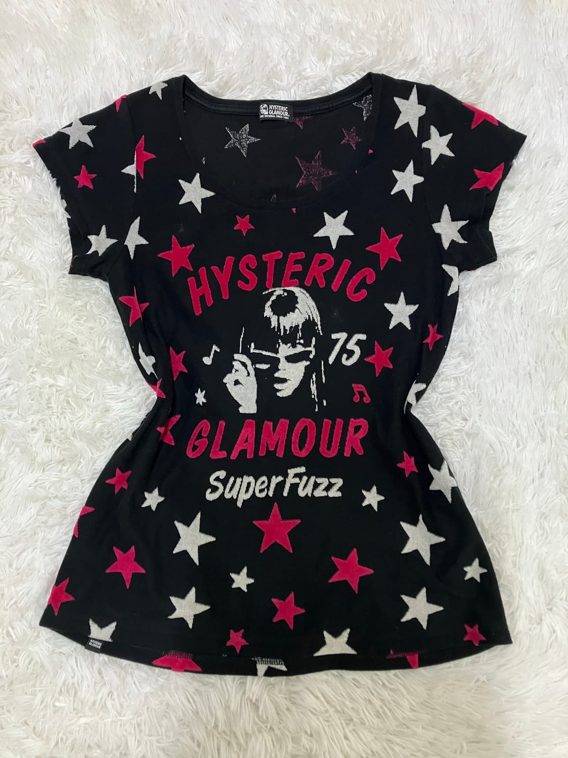 히스테릭 글래머 블랙 스타 반팔 1053 y2k 스트릿 갸루 펑키 일본빈 상품이미지1