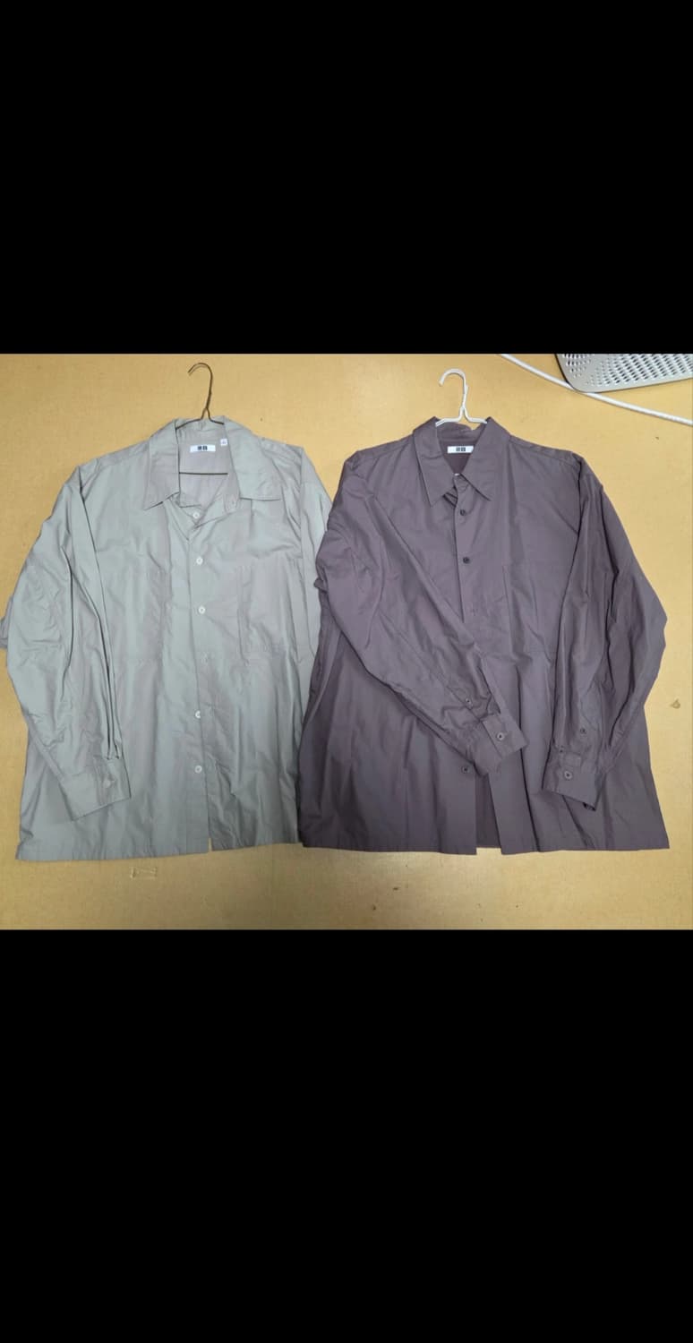 유니클로 U 셔츠 2벌 (베이지, 브라운) L 상품이미지1