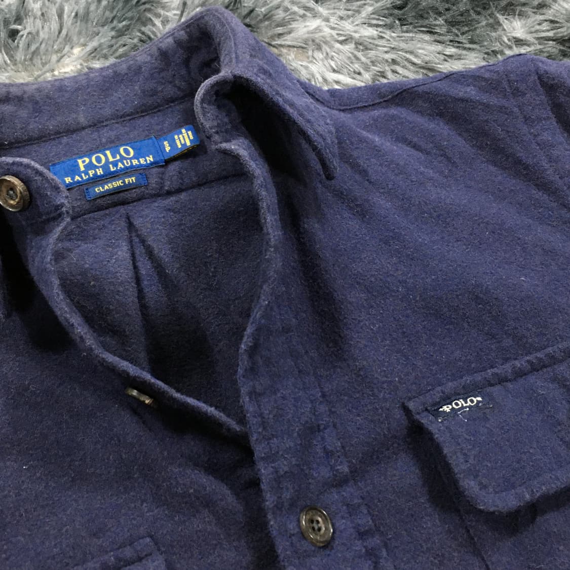 투티/0327 폴로 랄프로렌 울 캐시미어 긴팔셔츠 네이비 퍼플 클래식 핏 상품이미지5