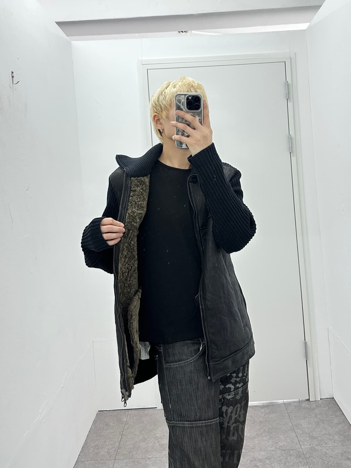 ZARA MAN genuine leather fur knit zip up 상품이미지8