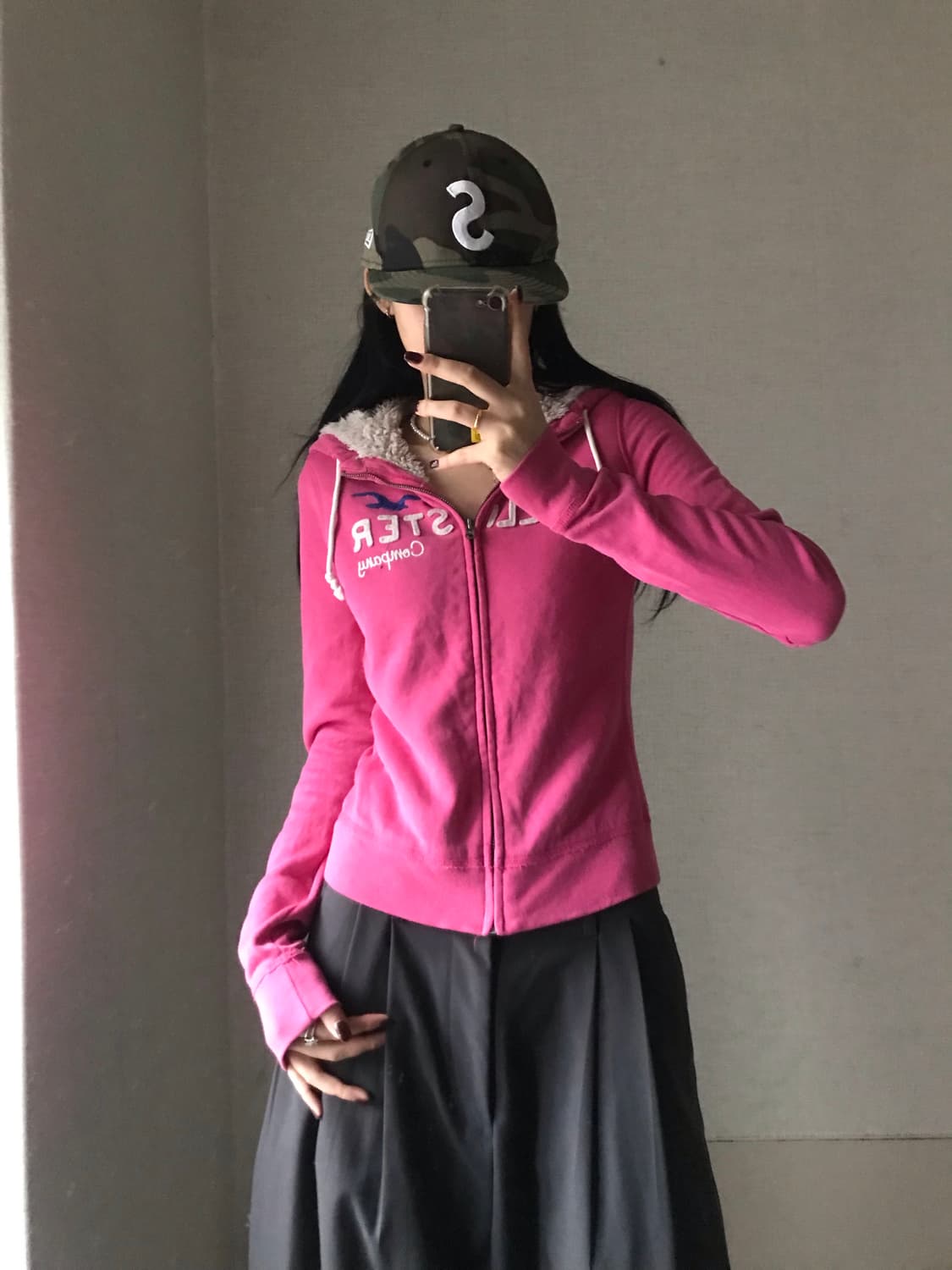 홀리스터 핑크 퍼후드집업 상품이미지3