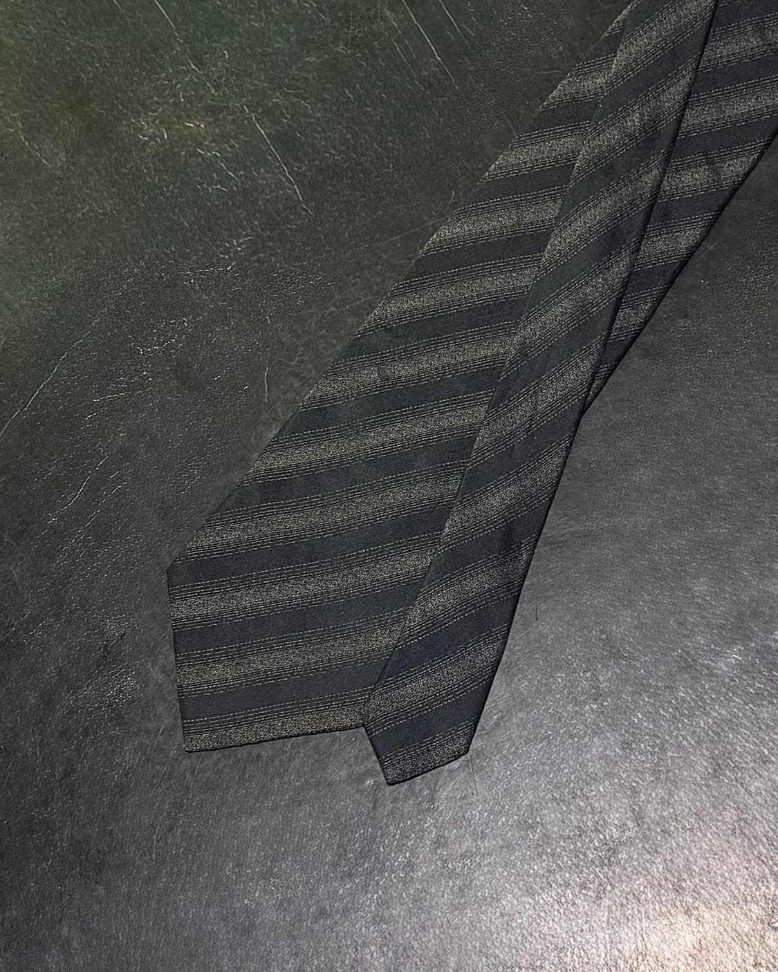 마에스트로 스트라이프 남색 네이비 회색 그레이 차콜 마 견 실크 넥타이 상품이미지4