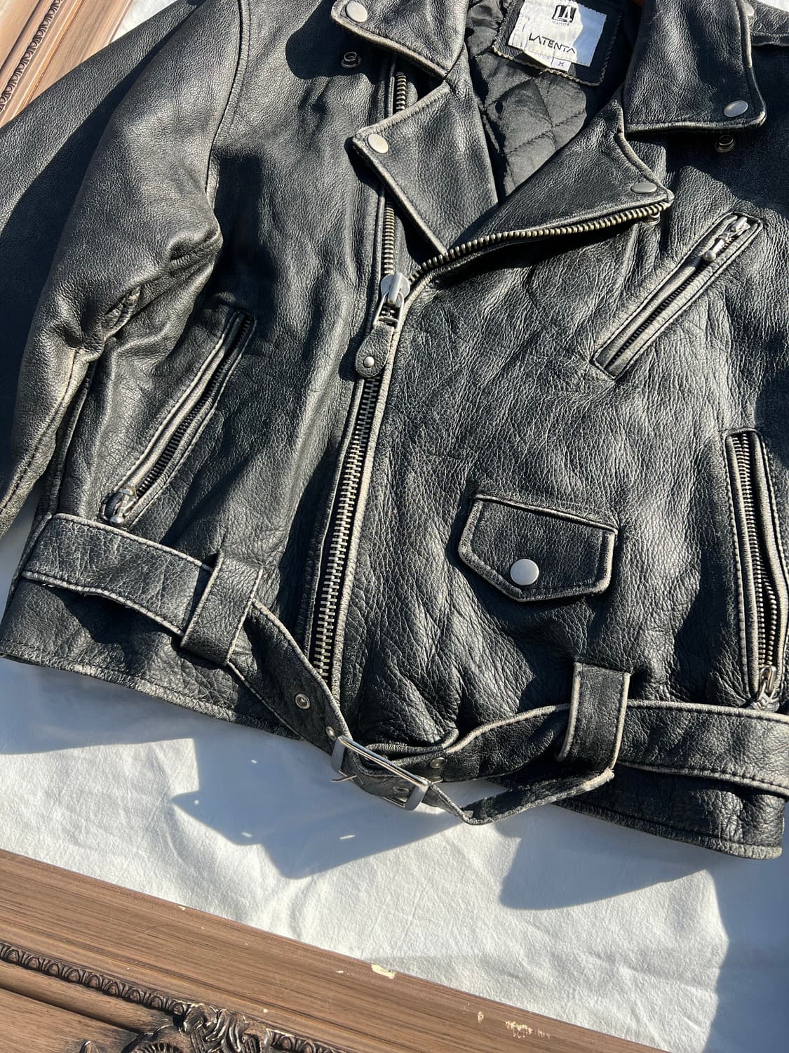 빈티지 블랙 레더 라이더 자켓 상품이미지3