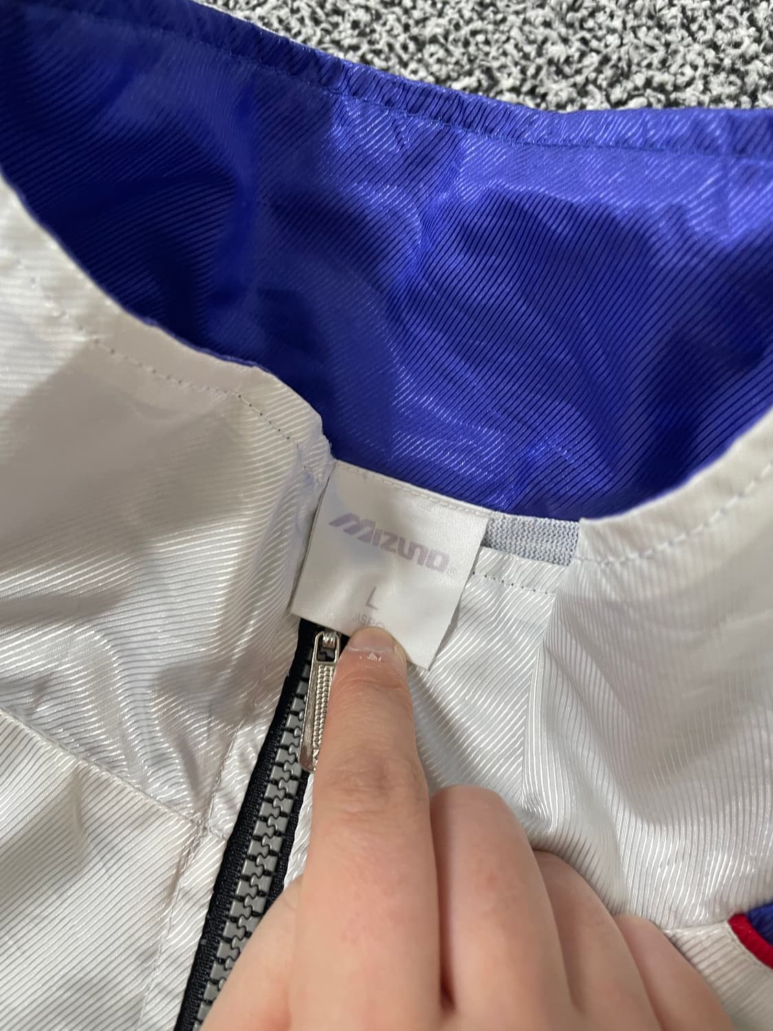 빈티지9. MIZUNO 미즈노 바람막이 점퍼 화이트 블루 윈드브레이커 상품이미지4