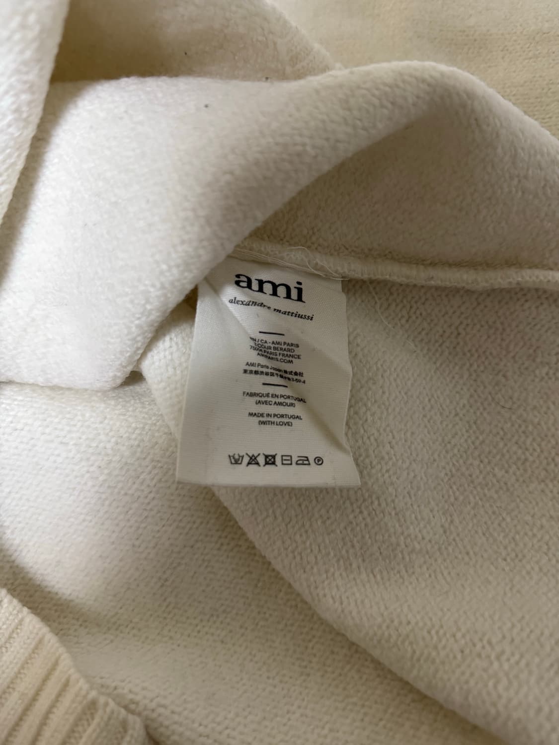 [M] AMI 인타르시아 빅하트로고 울니트 아이보리 상품이미지4