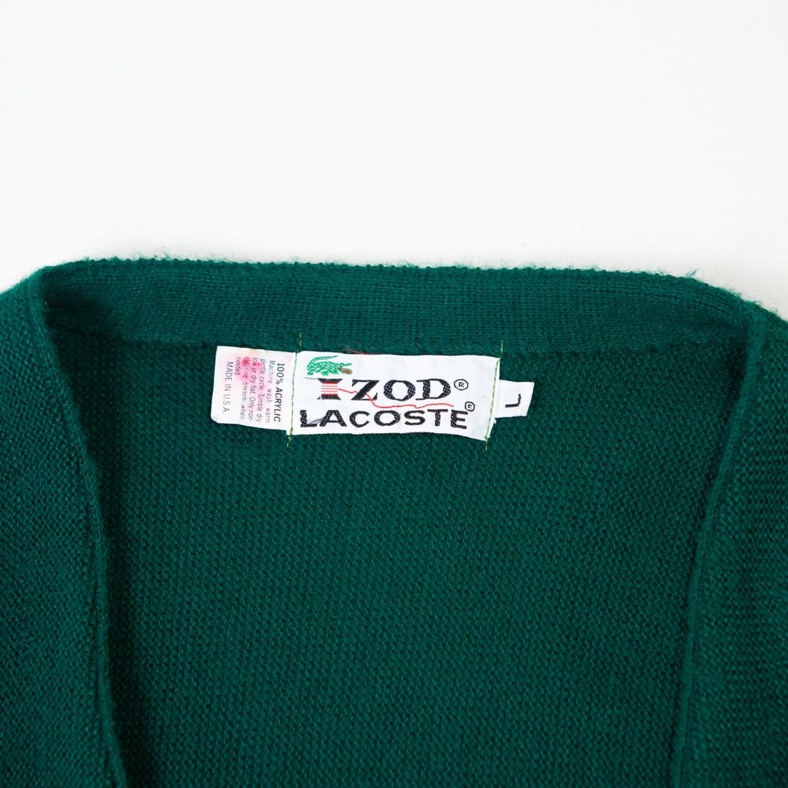 70s IZOD 라코스테 아크릴 가디건 딥 그린 상품이미지3