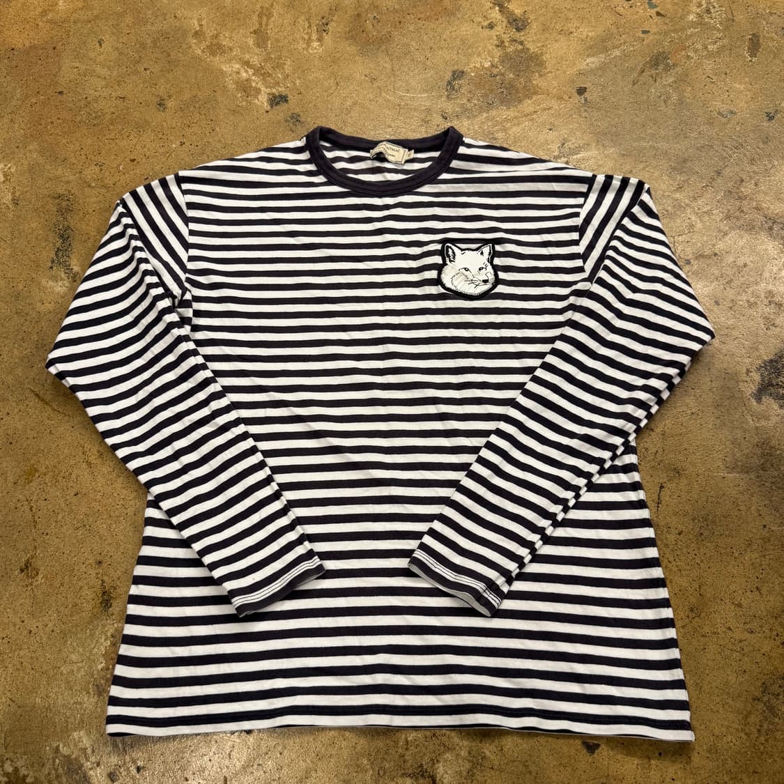 메종키츠네 폭스 헤드 패치 스트라이프 단가라 롱 슬리브리스 긴팔 티 상품이미지3