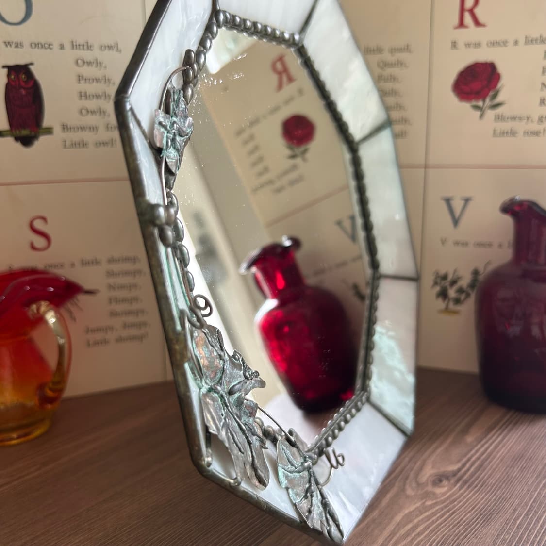 미국 빈티지 스테인드글라스 거울 장식 상품이미지4