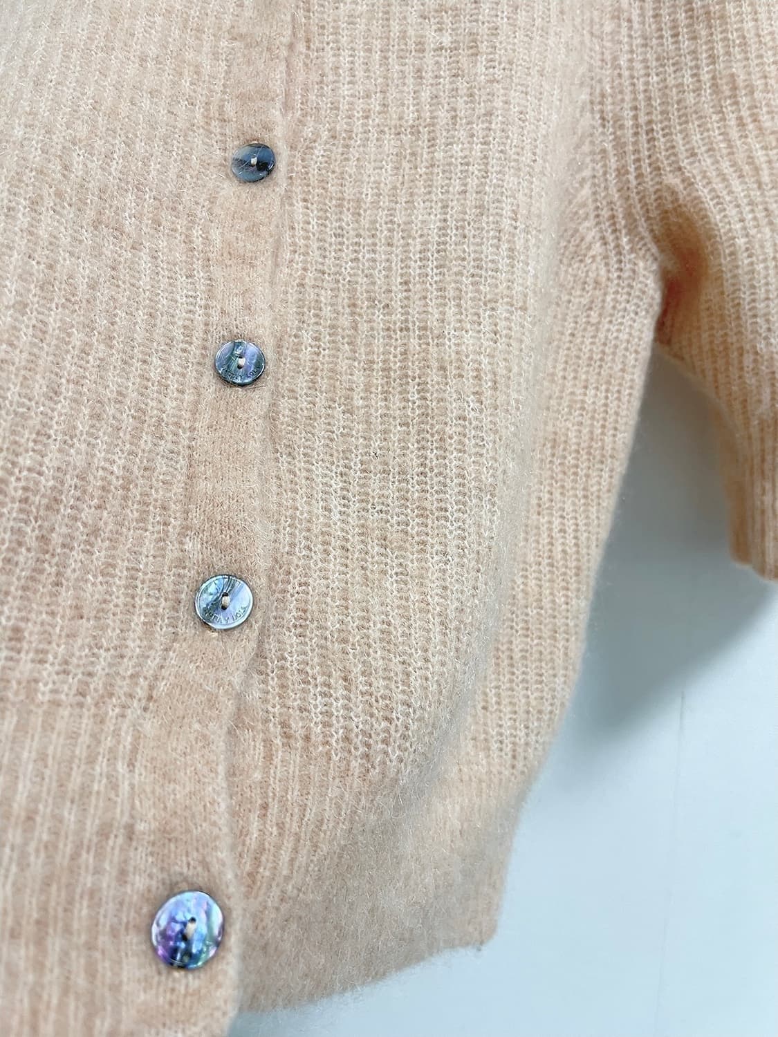 빔바이롤라 모헤어 숏 슬리브 가디건 피치 컬러 상품이미지7