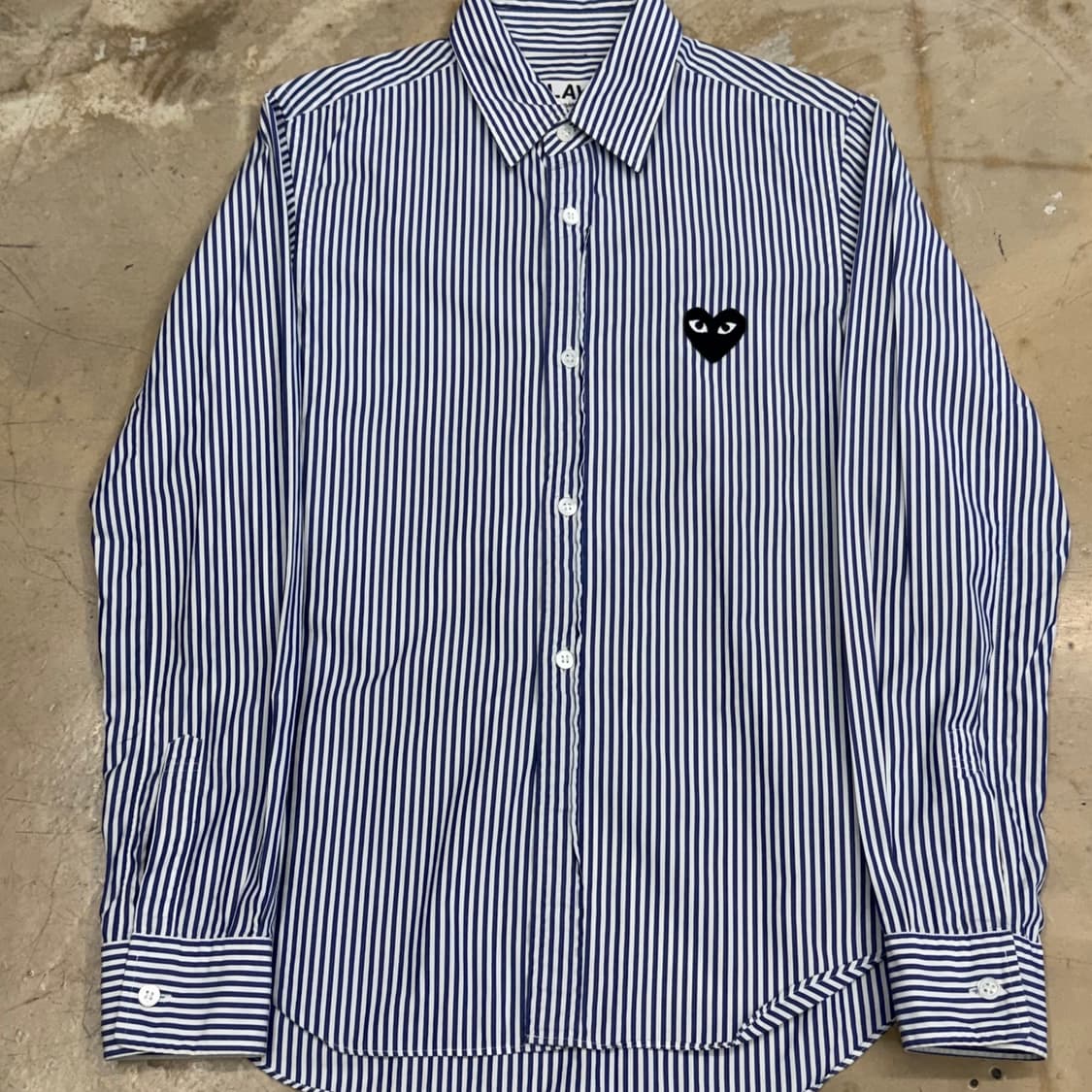 🫶🏻 꼼데가르송 Black 하트 와펜 스트라이프 셔츠 🫶🏻 상품이미지1