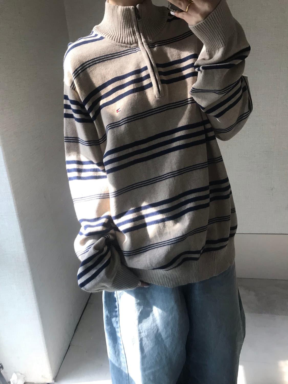 타미힐피거 베이지 니트 반집업 상품이미지2