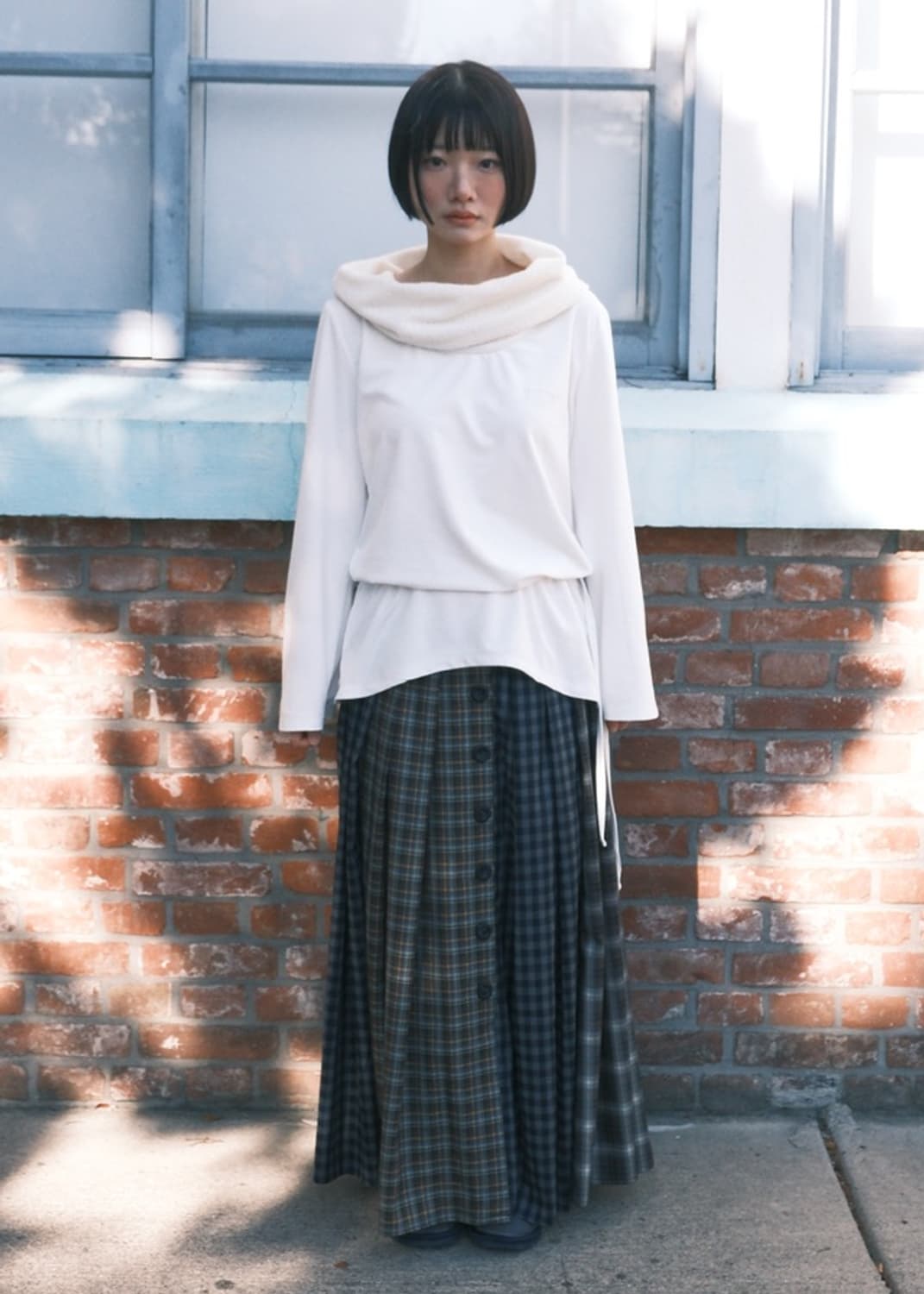 피브스피브스 Neck Drape Top / White 상품이미지2