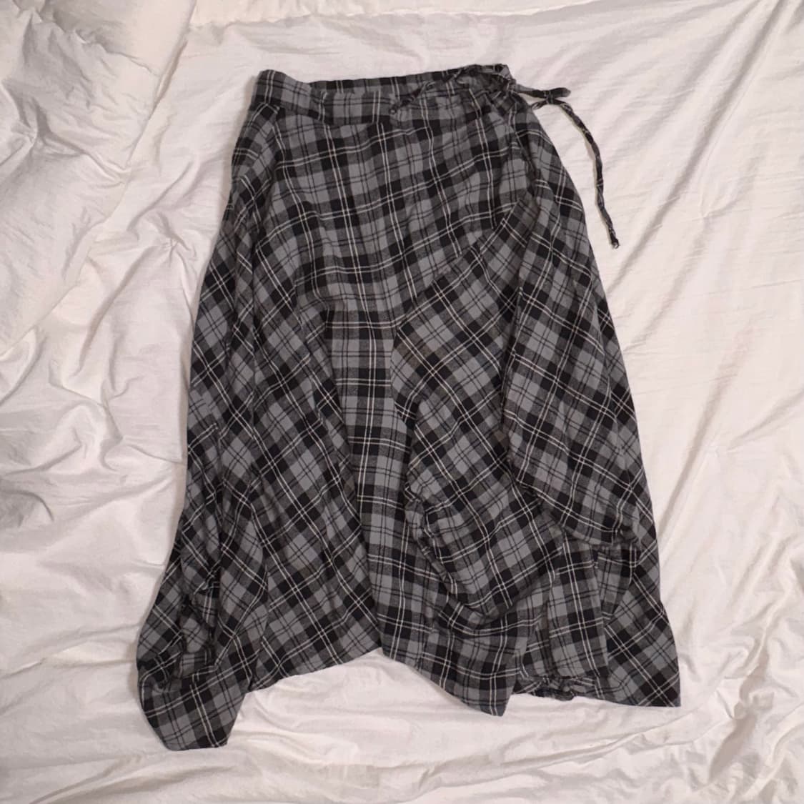 Check unbalanced skirt 상품이미지1