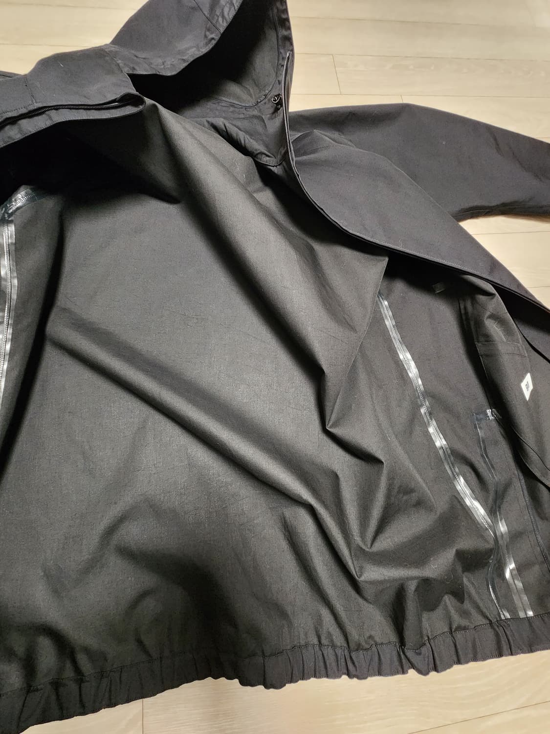 유니클로U 블록테크 후드 코트 블랙 L 피쉬테일 레인코트 모즈코트 상품이미지5