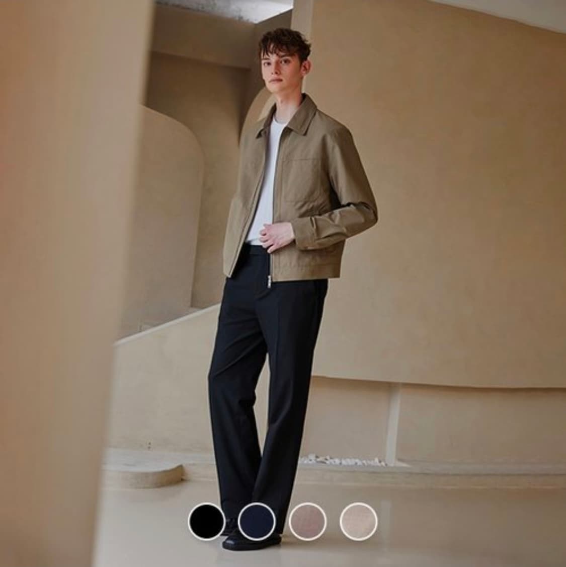 컨셉원 TR 히든밴딩 세미와이드/스트레이트핏 슬랙스 블랙 상품이미지1