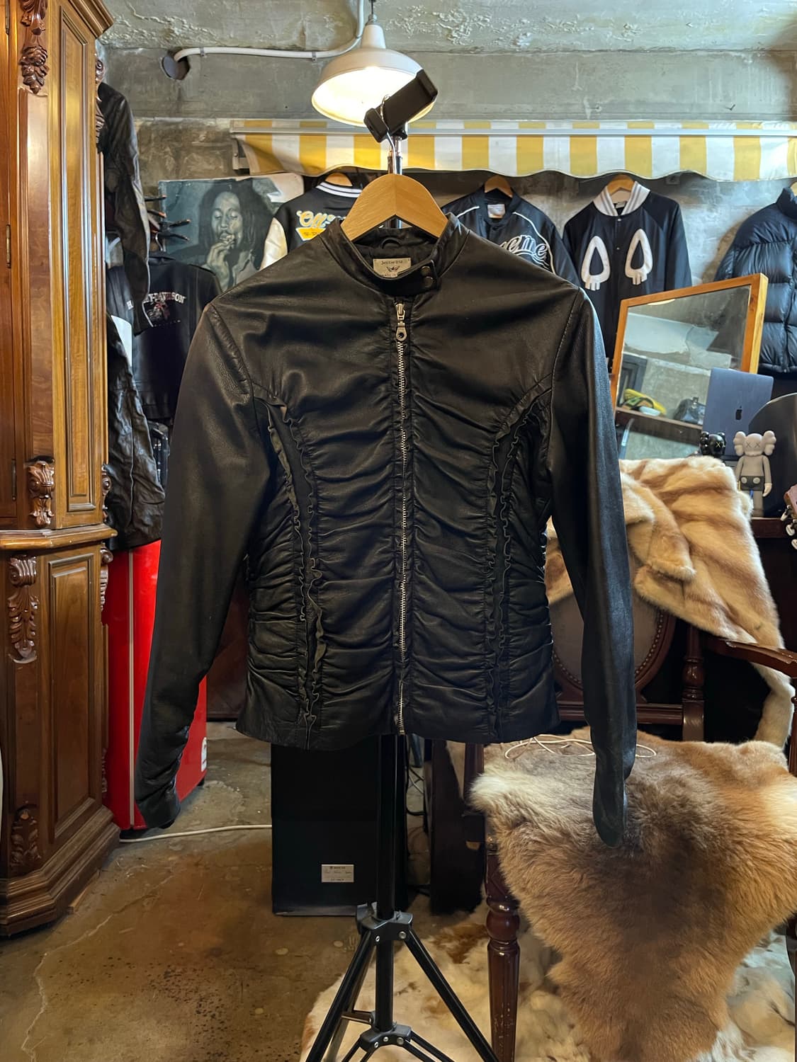 Jessie USA 레이스 양가죽 자켓 블랙 상품이미지1