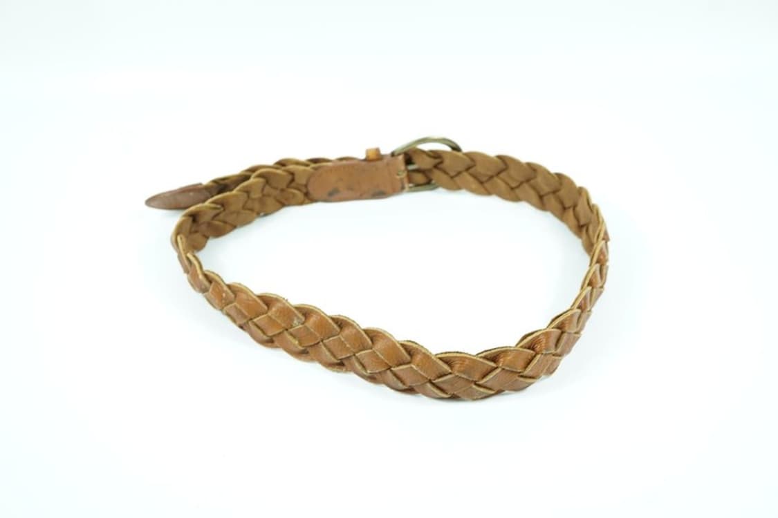 리얼 레더 카멜 브라운 위빙 꼬임 메쉬 벨트 상품이미지3