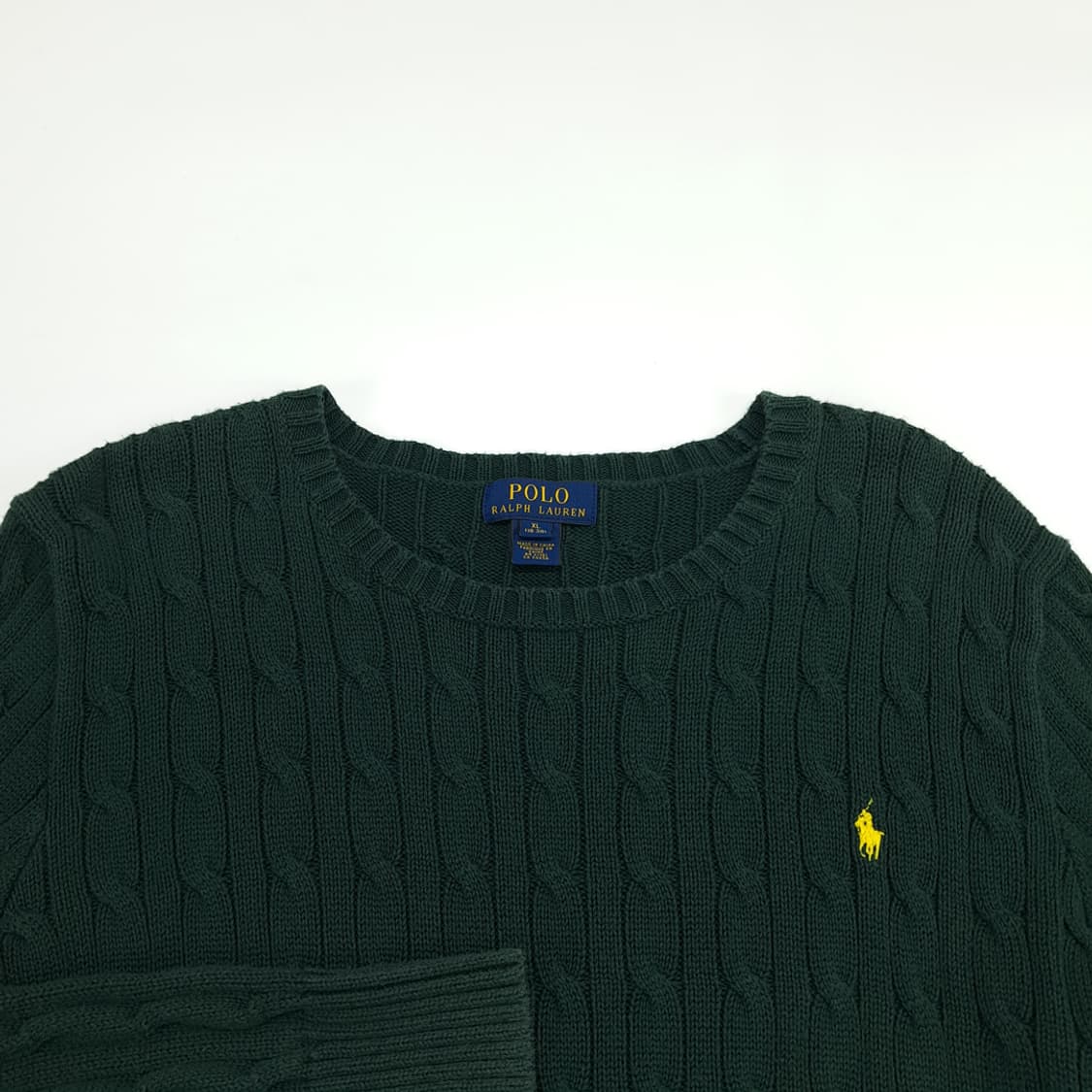 CN532 L-XL 폴로 랄프로렌 포레스트그린 꽈배기 케이블 니트 스웨터 상품이미지3