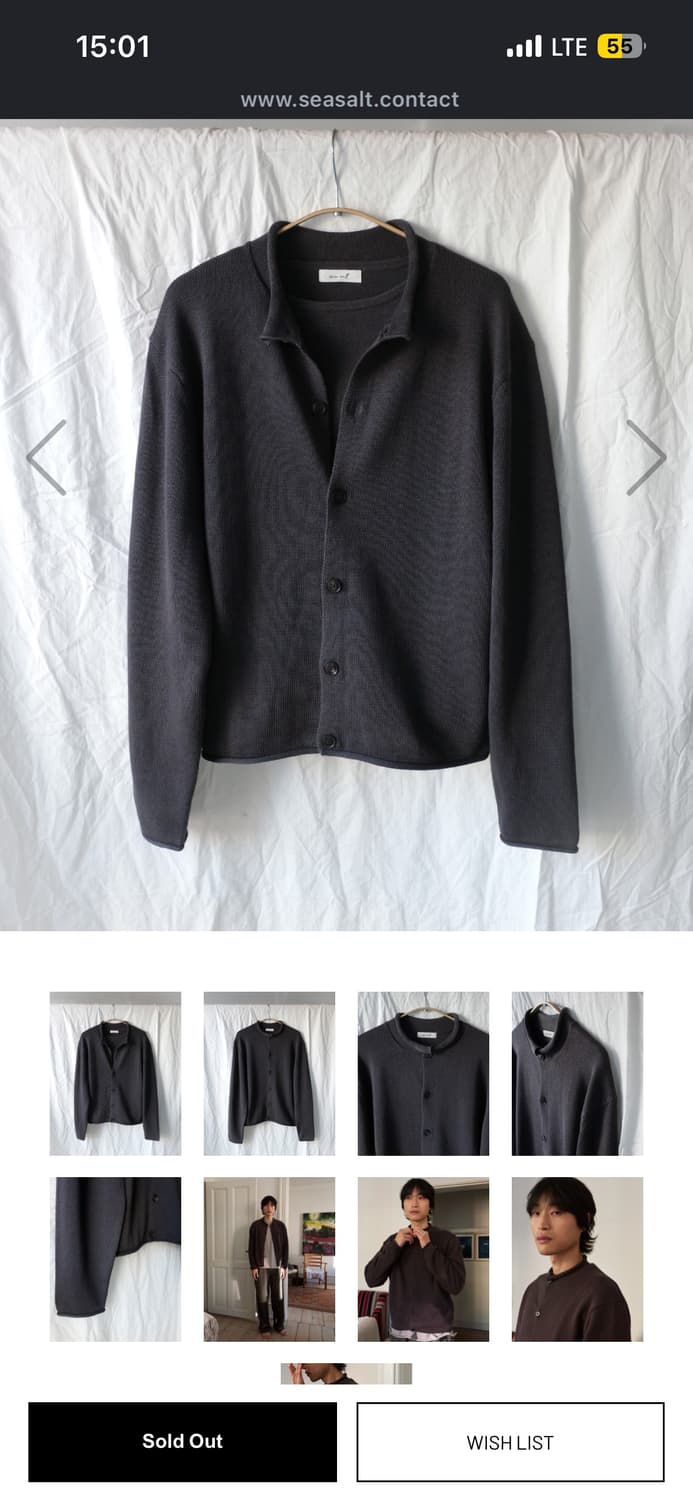 (4) 씨솔트 루프 헴 가디건 차콜브라운 상품이미지1