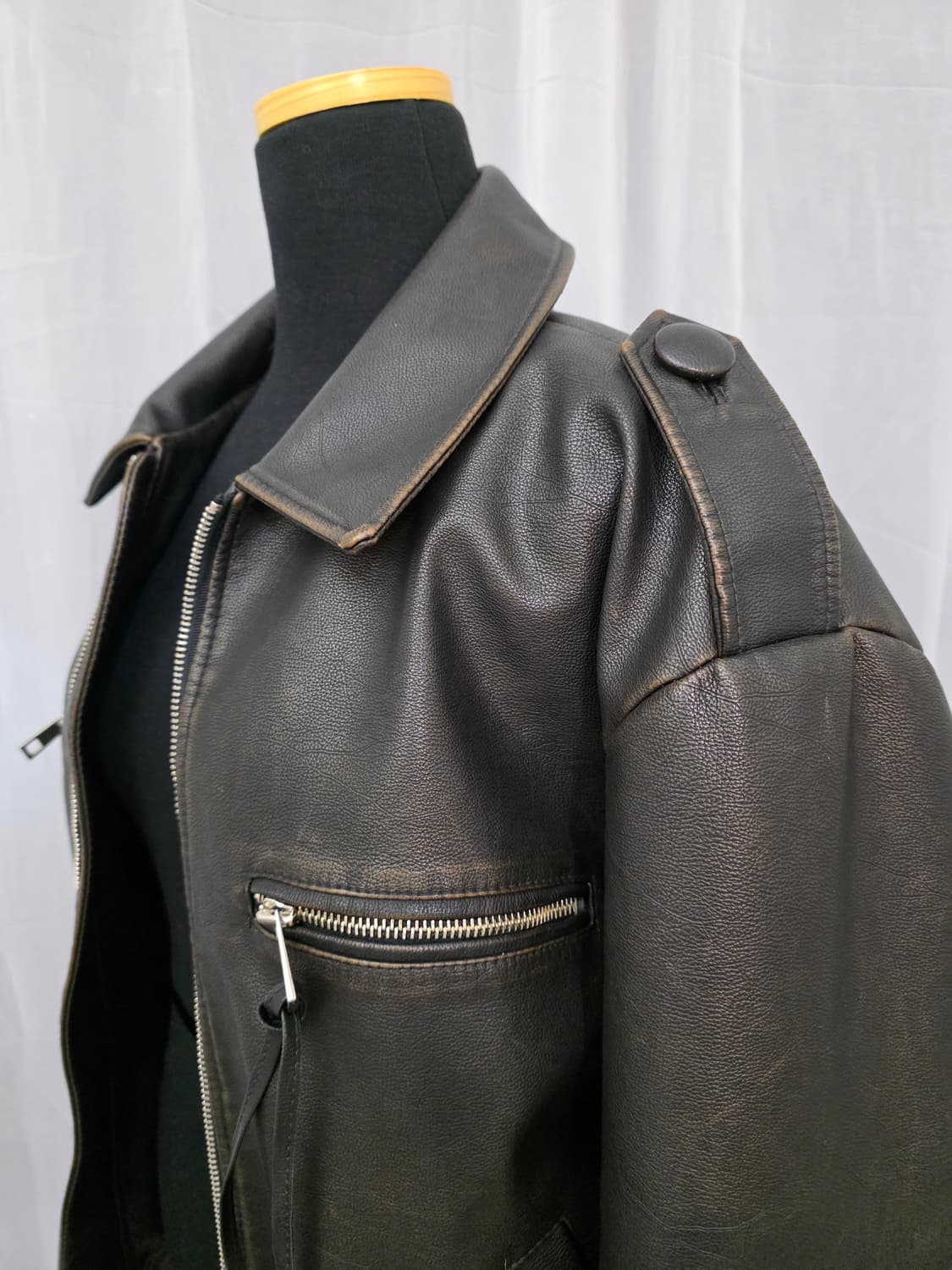 1회착용)도매택 (노프라블럼) 레더 블루종 점퍼.가죽자켓.가죽점퍼 상품이미지5