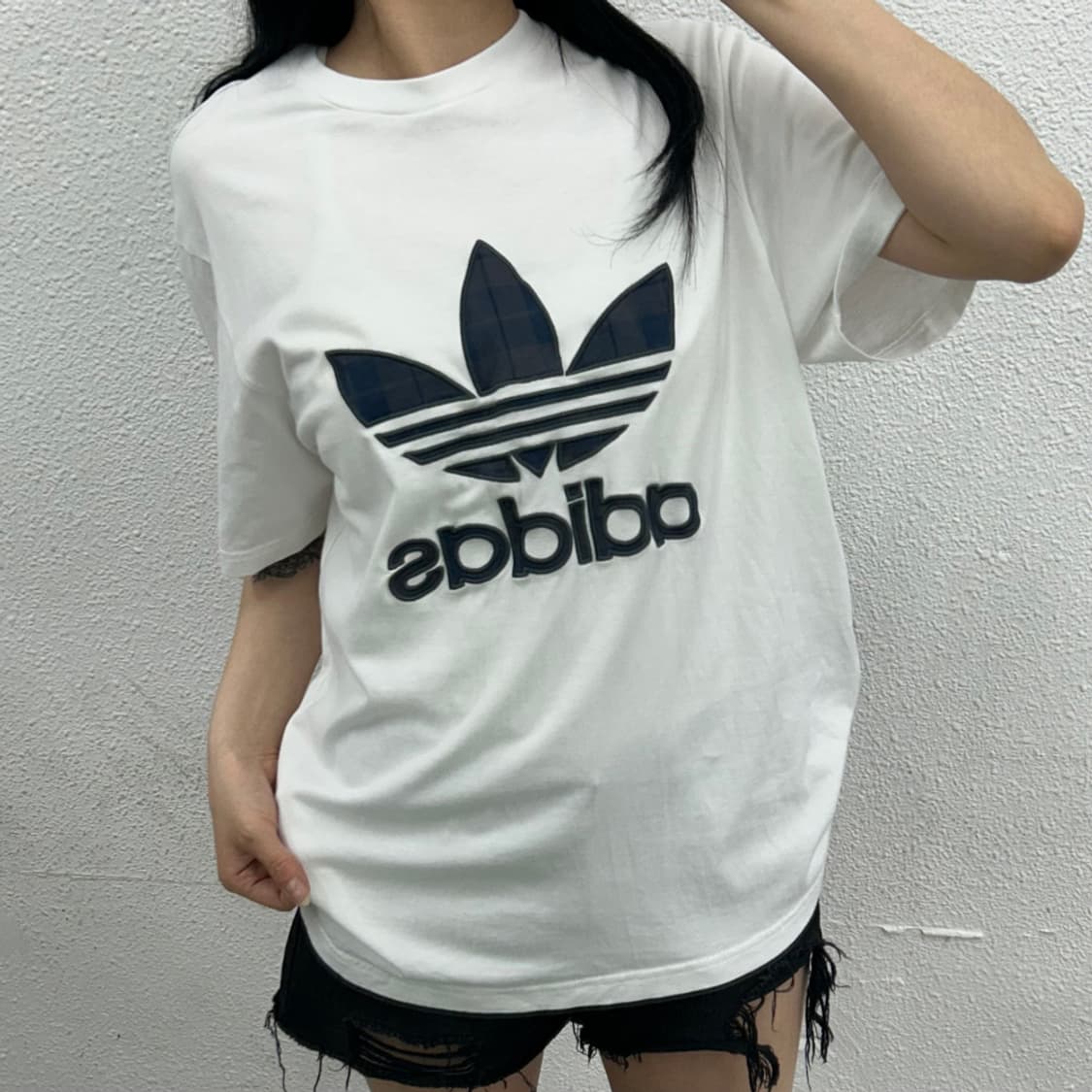 아디다스 체크 빅로고 화이트 반팔 110 상품이미지1