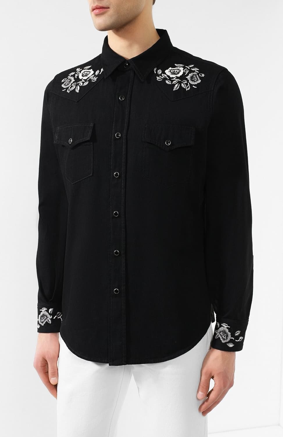 [BTS 지민님 착용] 생로랑 19ss 플로랄 자수 웨스턴 셔츠 상품이미지1