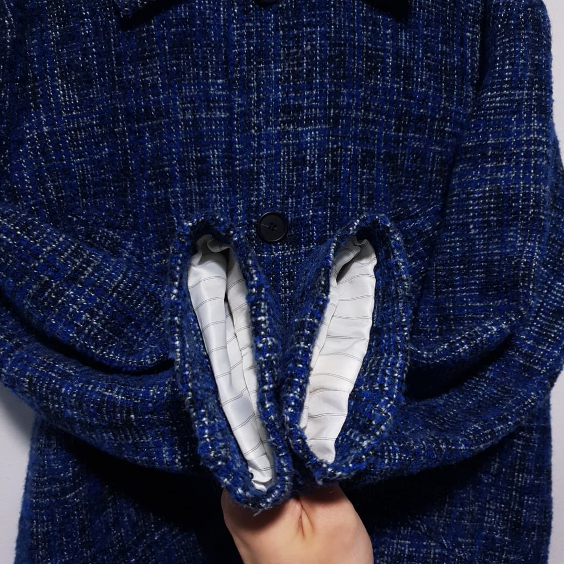 에잇세컨즈 X 지드래곤 GD 오버사이즈 체크 맥 코트 자켓 블루 실측 M 상품이미지6