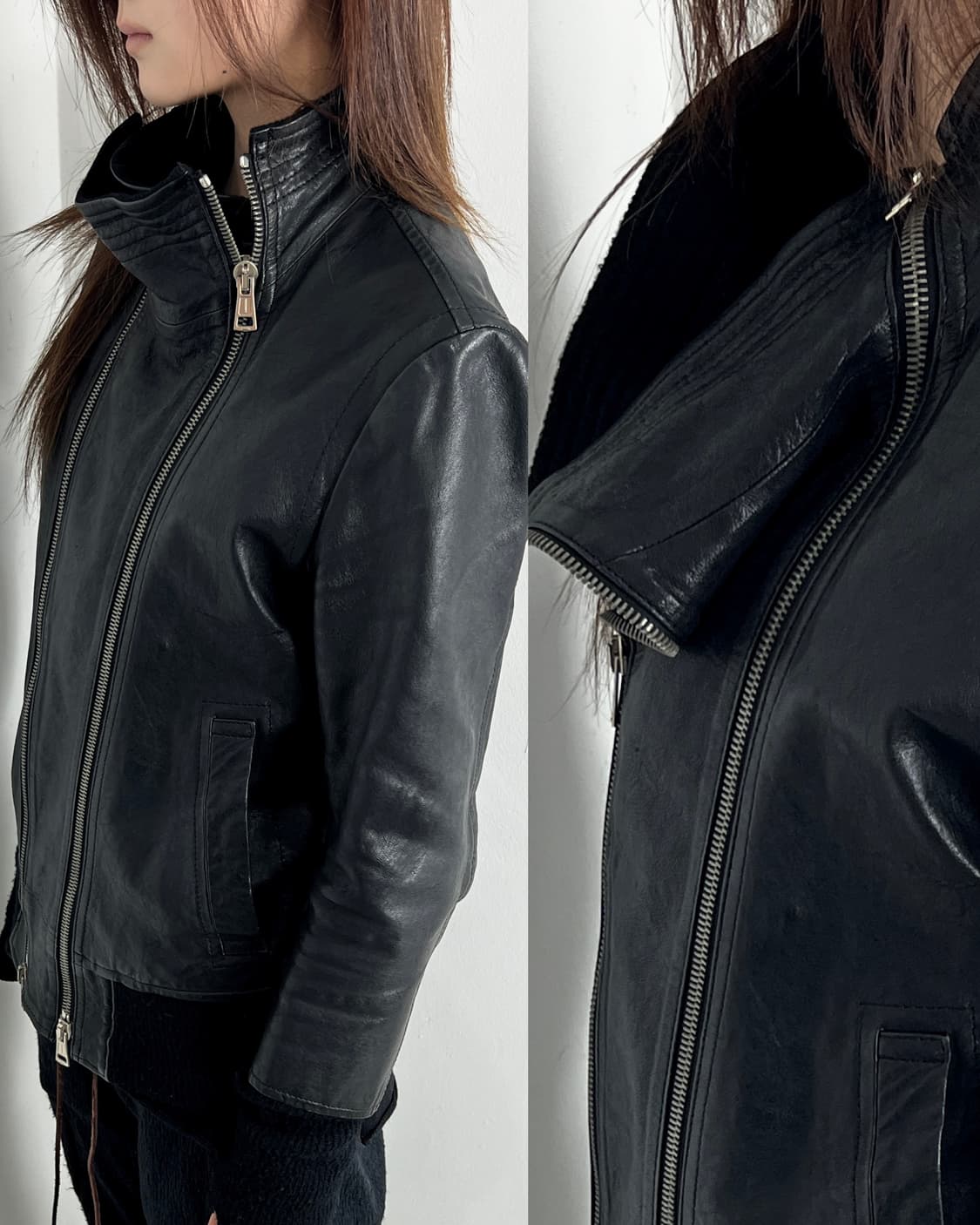 DBSS COWL NECK 2 ZIPPER SHEEP SKIN LEATH 상품이미지2