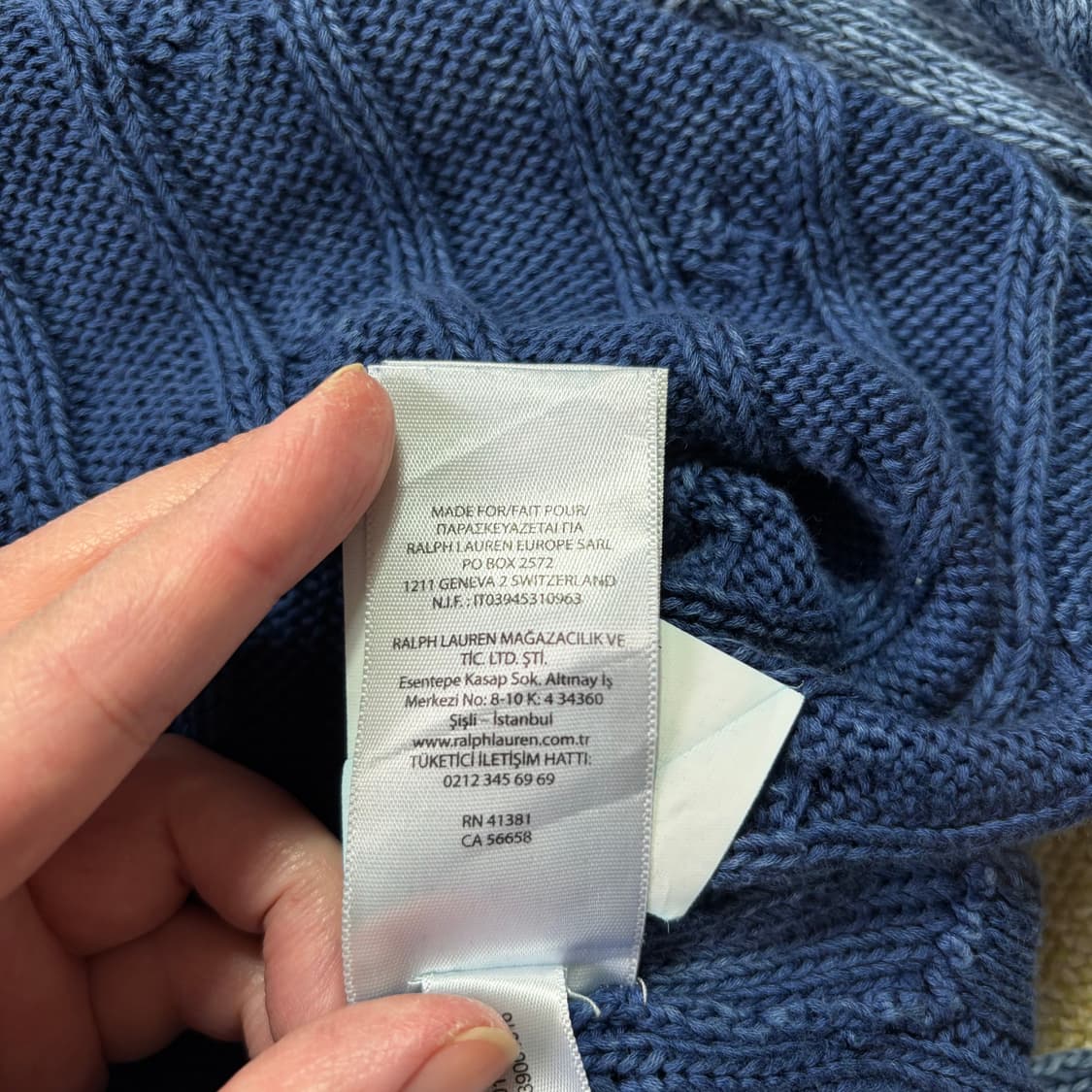 폴로 랄프로렌 블루 브이넥 케이블 니트(XL) 상품이미지7