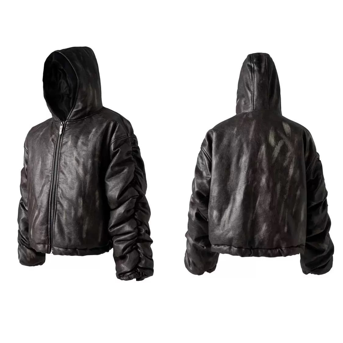 Opium Crumple Leather Hoodie Jacket 상품이미지2