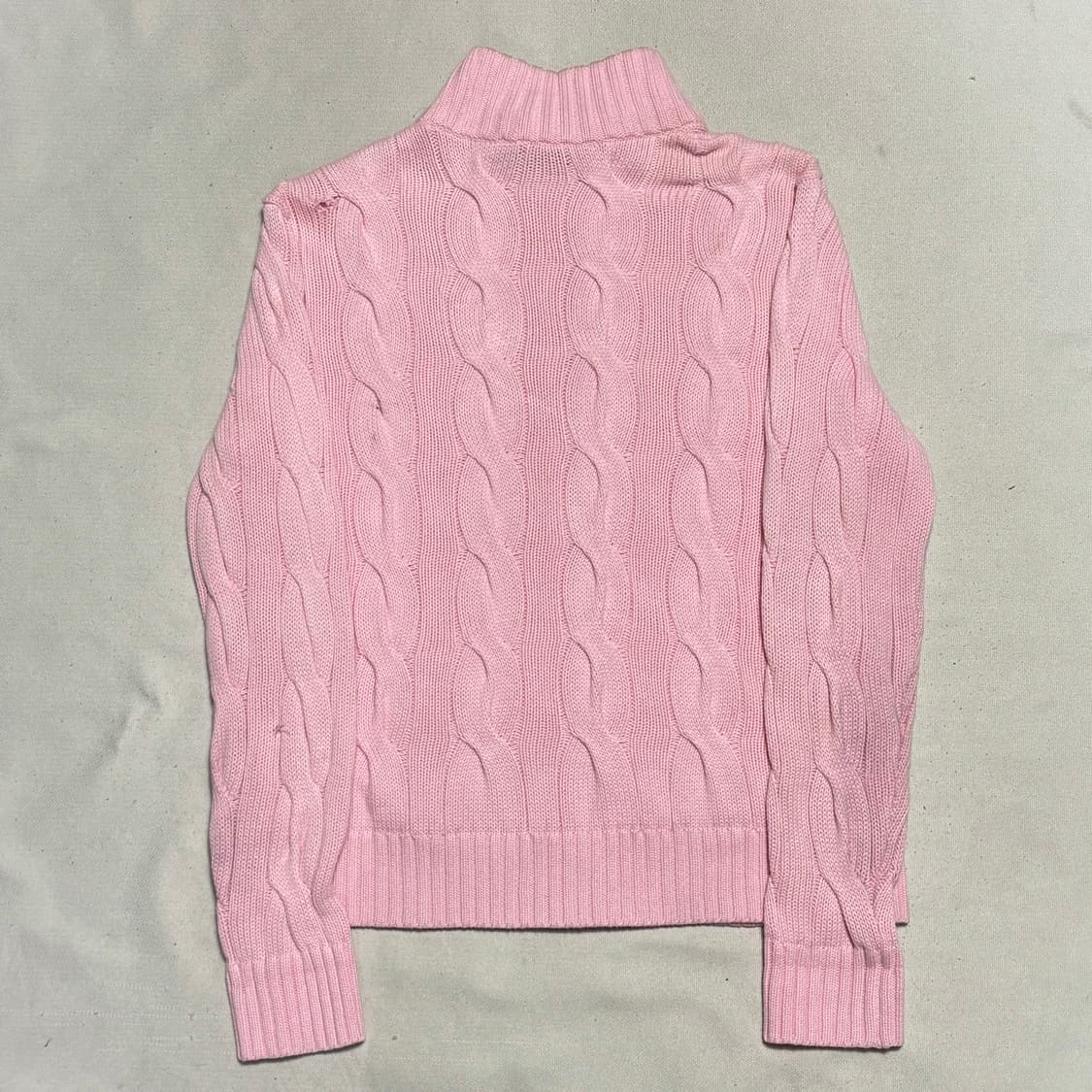 M 폴로랄프로렌 핑크 케이블 니트 집업 상품이미지3
