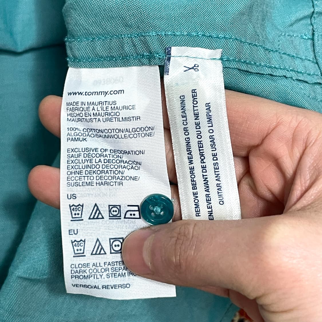 타미힐피거 청록 포켓 셔츠 여성L 상품이미지4