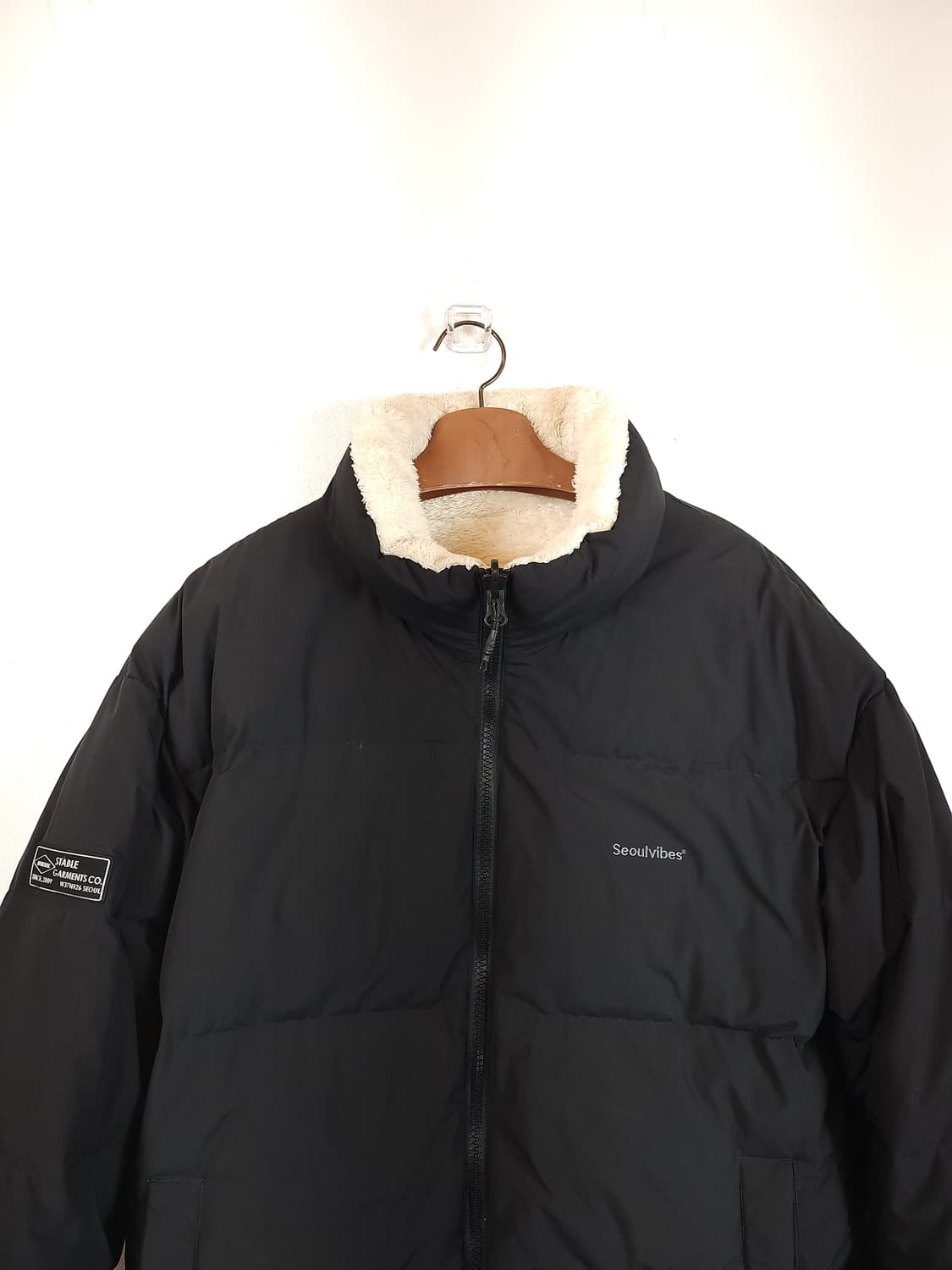 스파오 검정 양털 리버시블 패딩 105 XL 상품이미지2