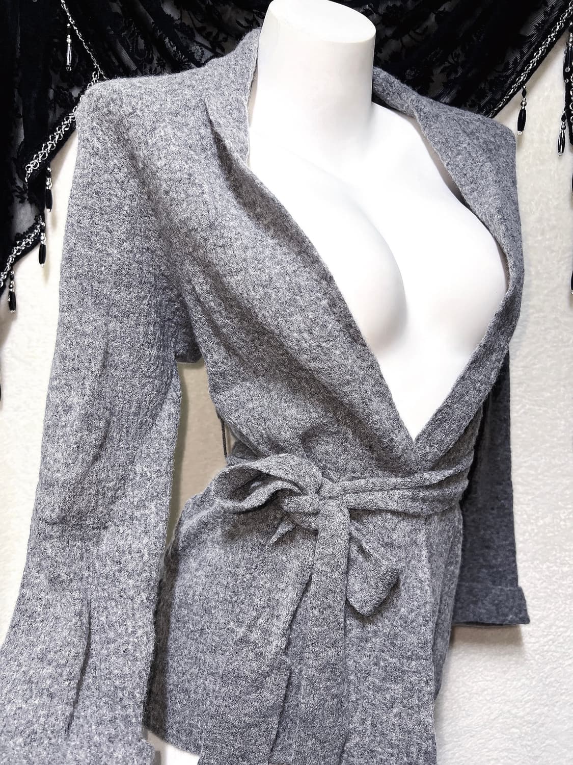 오리엔탈 윈터페어리 그런지 그레이 벨트 니트가디건 로브 갸루 펑크 핀터 상품이미지2